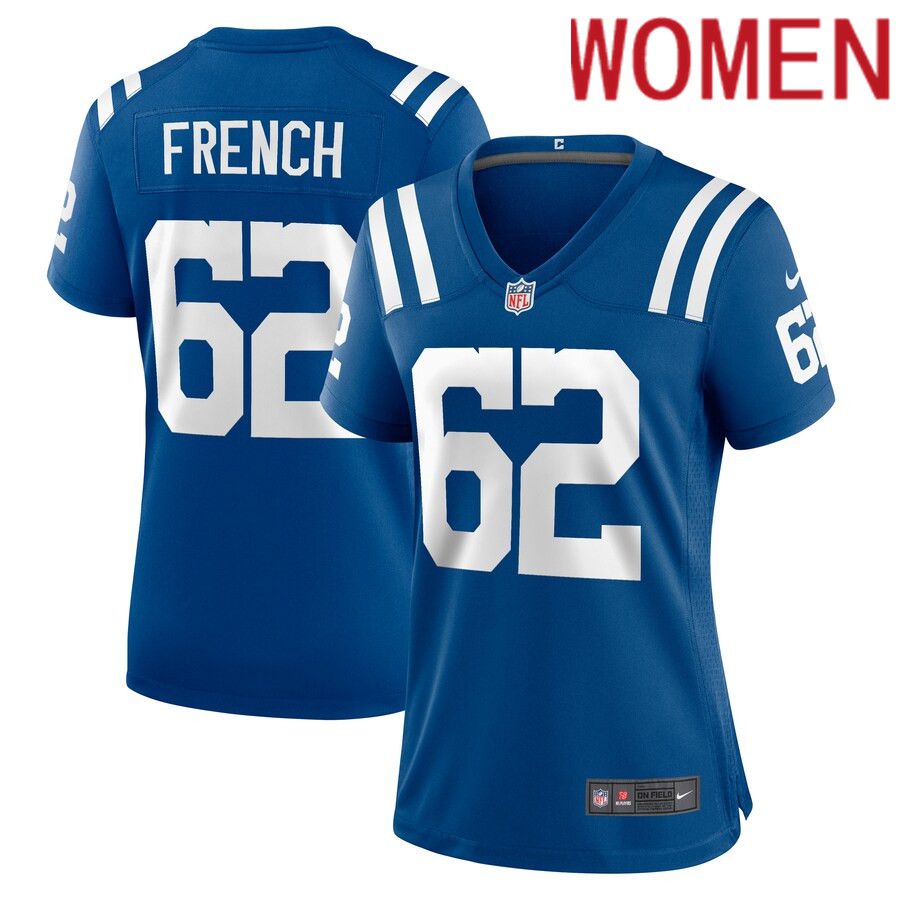 Women Indianapolis Colts #62 Wesley French Nike Royal Game Player NFL Jersey